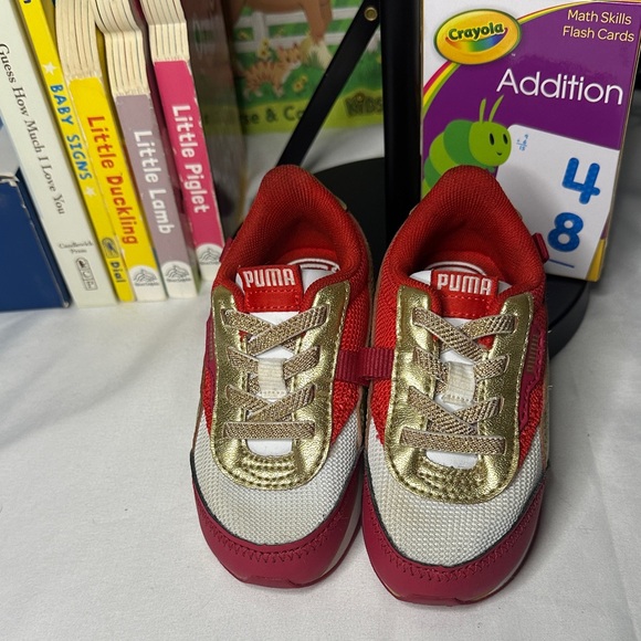 Puma Kids Sneakers in Red and Gold - Picture 1 of 5